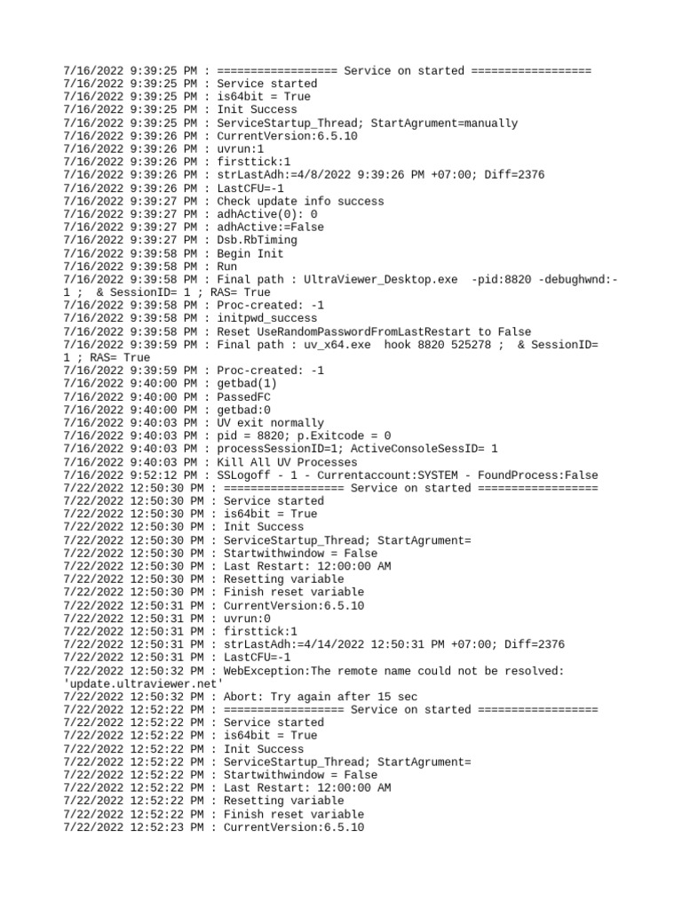 Ultraviewerservice log pdf information technology system software