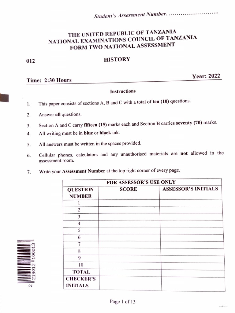 FEZA PAST PAPERS FORM THREE HISTORY PDF FREE DOWNLOAD 2022 visual data 7