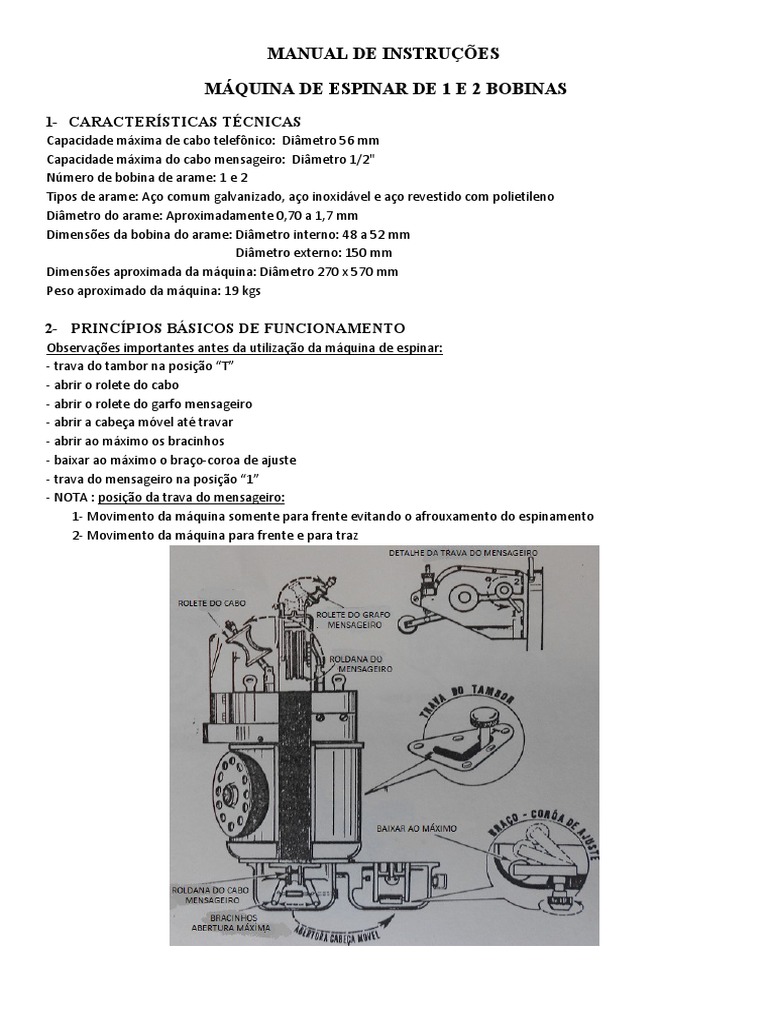Manual da Máquina de Espinar Cabos | PDF | Atrito | Bens manufaturados
