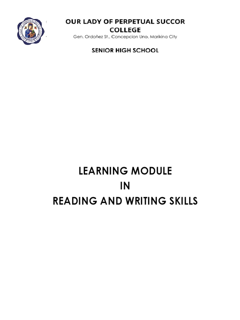 Grade 11 Reading and Writing Module | PDF | Learning | Literacy