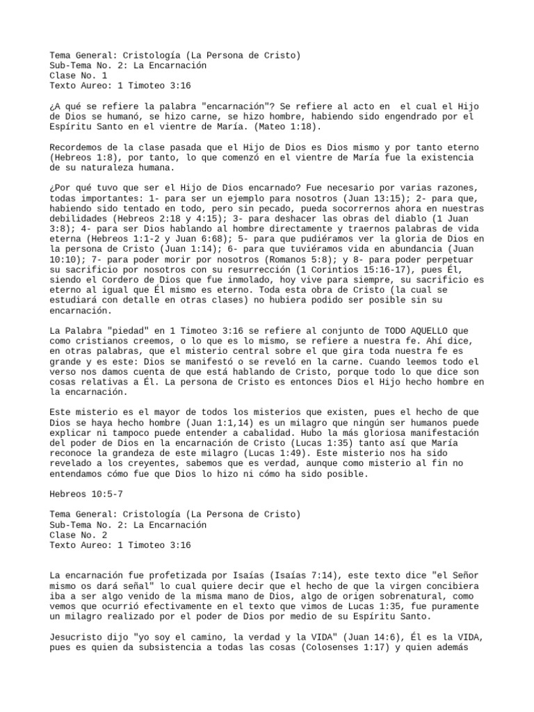 La Encarnación de Cristo PDF Jesús Divinidad
