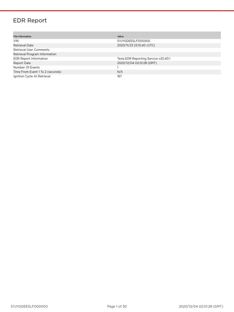 Tesla Model Y EDR Report Overview | PDF | Seat Belt | Airbag