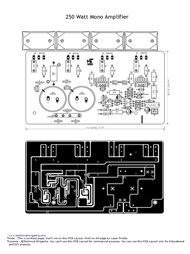250 Watt Mono Amplifier Technical Mriganka PDF Resistor Printed Circuit Board