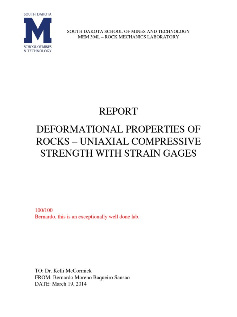 Uniaxial Compressive Strength of Rocks | PDF | Strength Of Materials ...
