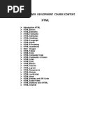 Web Devlopment Course Content