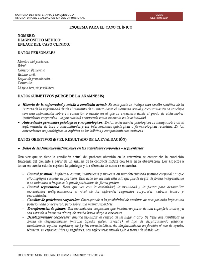 Guía para la elaboración de un caso clínico en fisioterapia | PDF ...