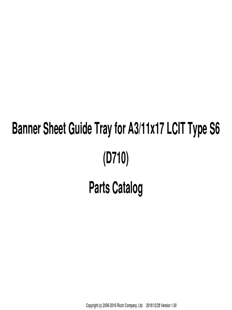 Ricoh C5300s Banner Sheet Guide Tray For A3:11x17 LCIT Type S6 (D710 ...