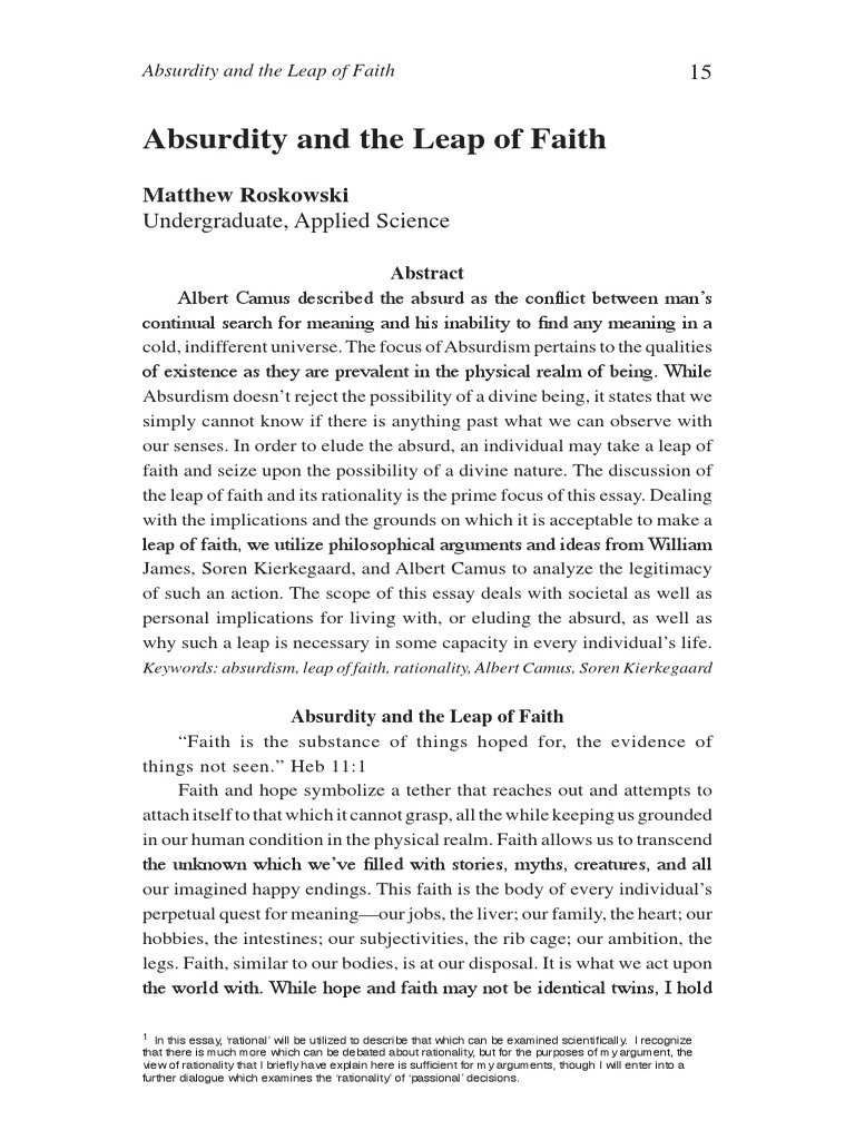 Absurdity and Faith: A Philosophical Analysis | PDF | Truth | Faith