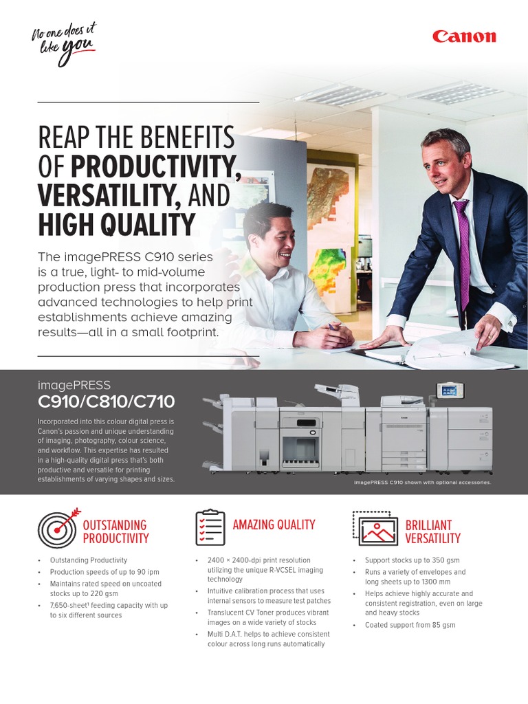 Canon imagePRESS C910 C810 C710 Specification Sheet | PDF | Paper