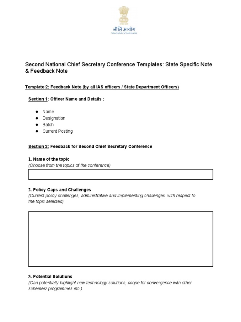 Feedback Template for Chief Secretaries | PDF | Business | Art