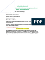 Actividad - Semana 27 Validamos Las Hipótesis Del Lienzo de Modelo de Negocios Lean Canvas: Bloque Segmento de Clientes