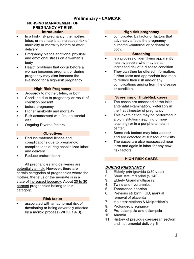 High-Risk Pregnancy Management Guide | PDF | Miscarriage | Childbirth