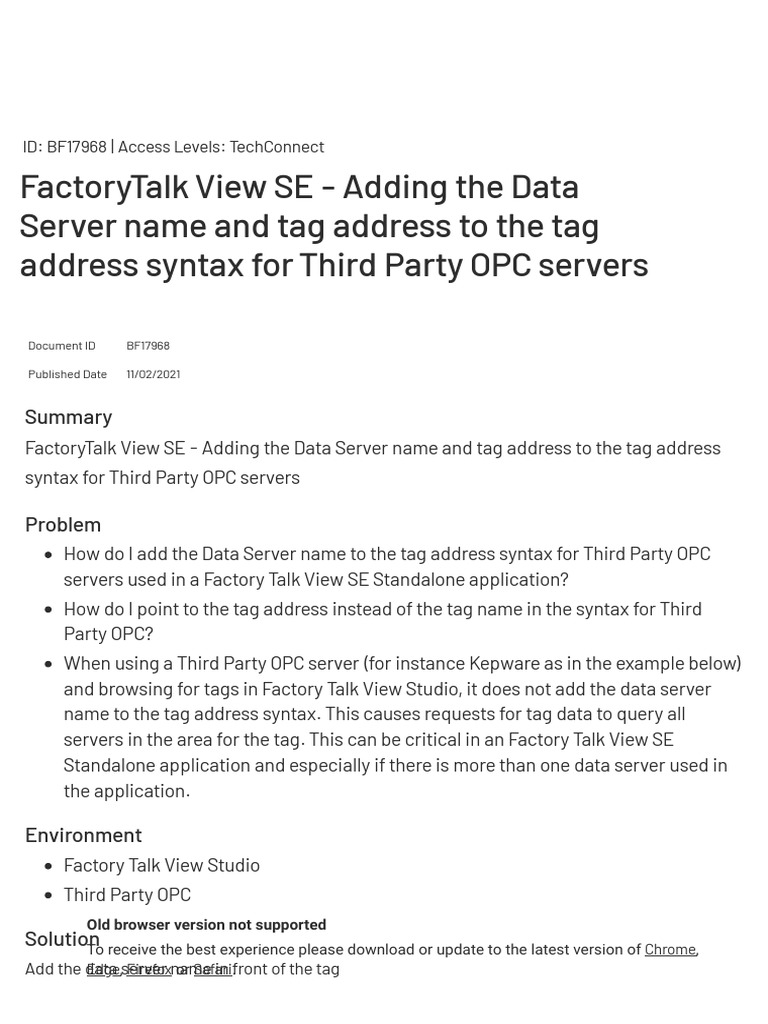 FactoryTalk View SE - Adding The Data Server Name and Tag Address To ...