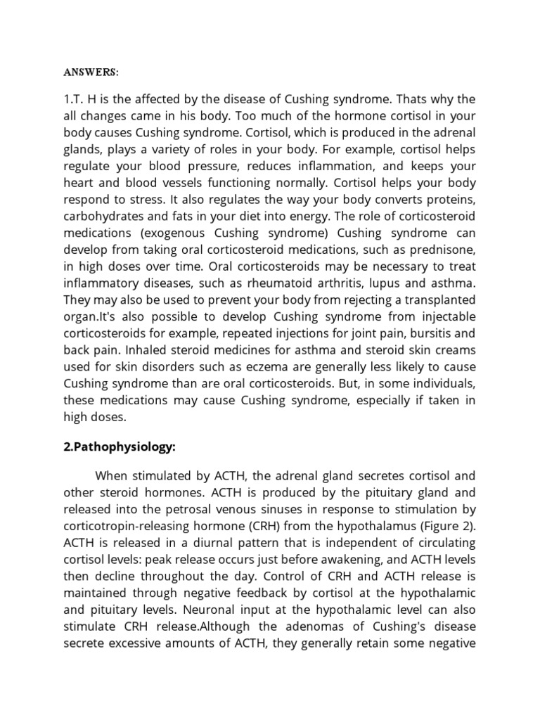 Week 7. COURSE TASK - Case Study - Cushing Syndrome | PDF ...