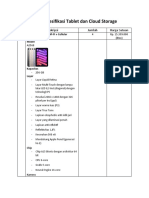 Tabel Spesifikasi Tablet Dan Cloud Storage