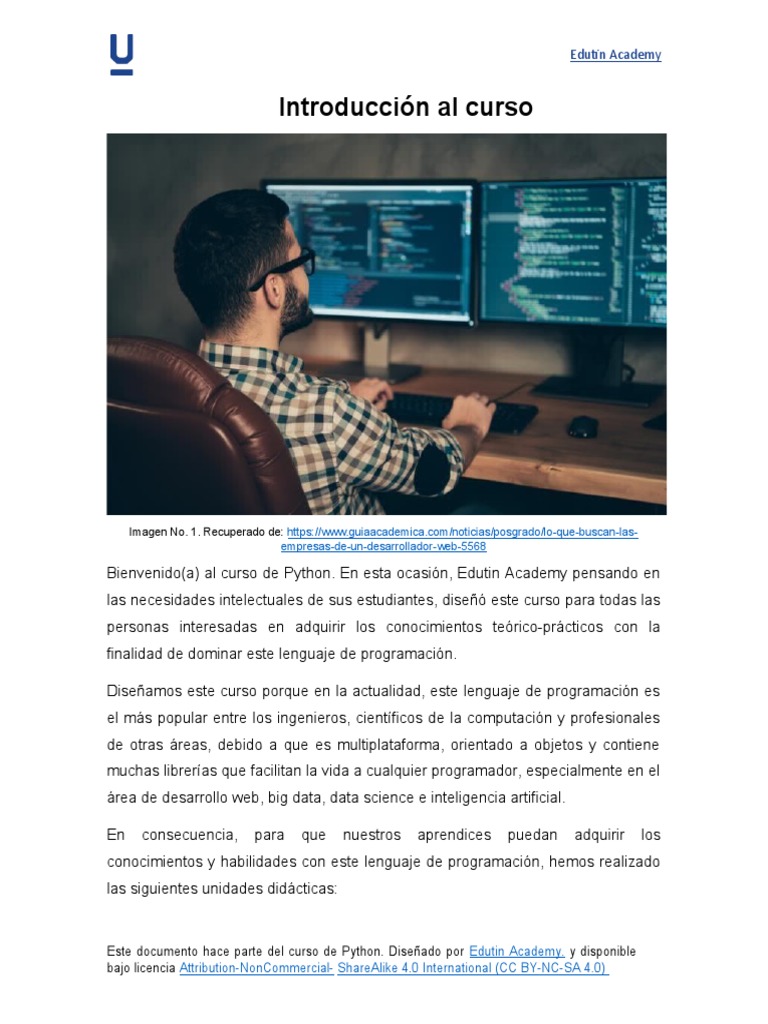 Curso de Python en Edutin Academy | PDF | Python (lenguaje de ...