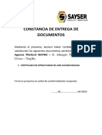 Constancia de Entrega de Documentos: Cívico - Trujillo