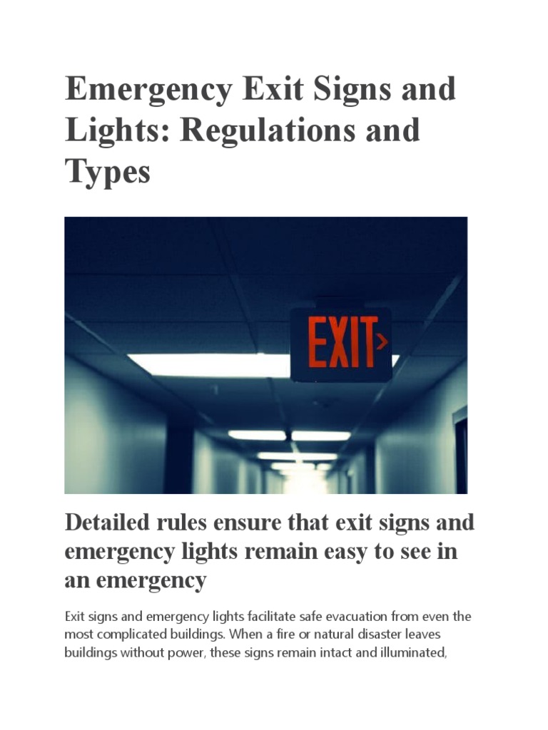 Emergency Exit Signs and Lights | PDF | Lighting | Light Emitting Diode