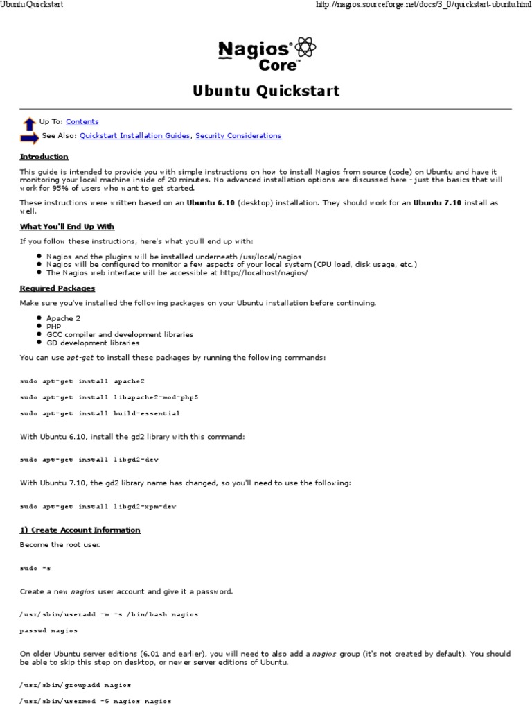 Install Nagios on Ubuntu in 20 Minutes | PDF | Advanced Packaging Tool ...