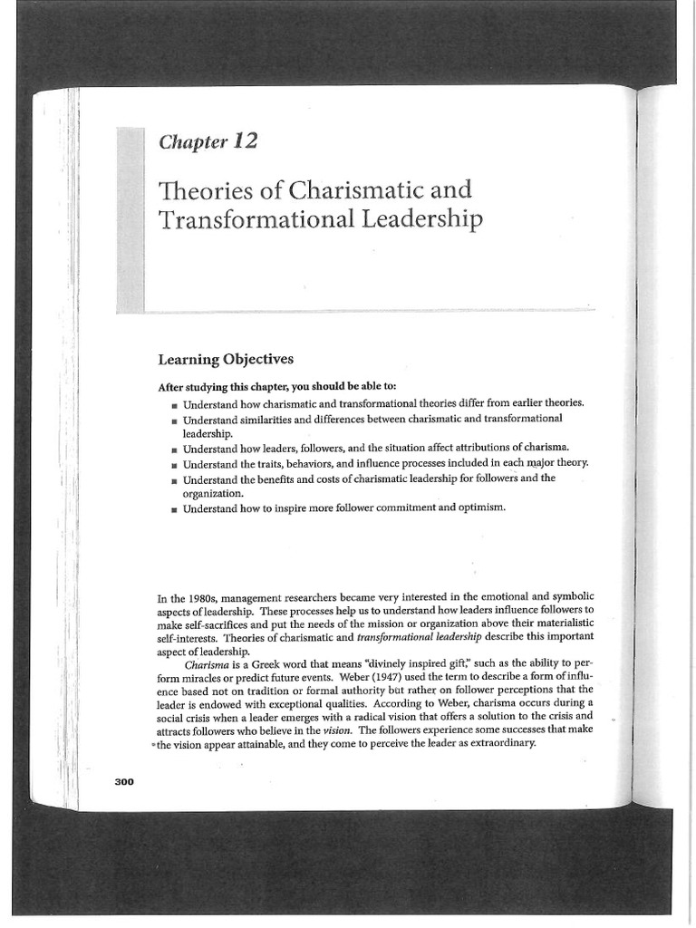 Yukl LIO Chapter On Charismatic and Transformational | PDF | Leadership ...