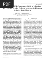 Evaluation of ICT Competency Skills of Librarians For Effective Service Delivery in Academic Libraries in Kebbi State, Nigeria