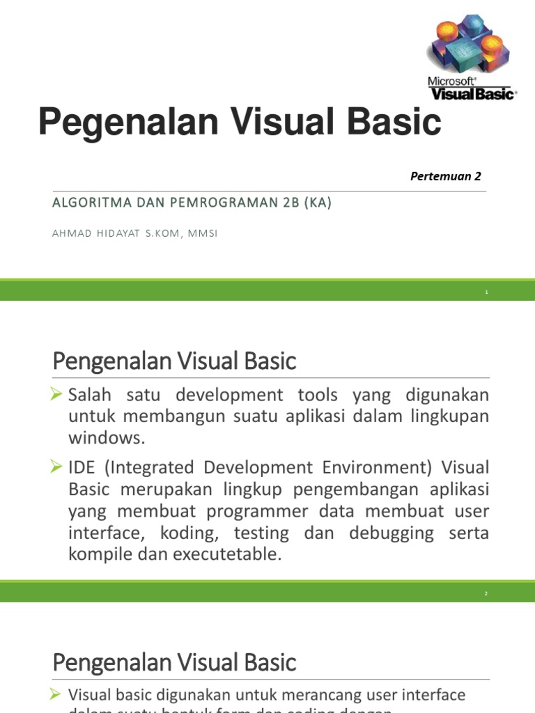 Pegenalan Visual Basic: Algoritma Dan Pemrograman 2B (Ka) | PDF