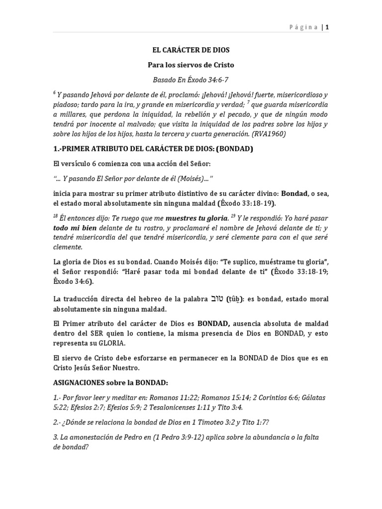 El Carácter De Dios Pdf Gracia Divina Jesús