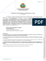 Certidão de Processos de 1o Grau sem Processos em Desfavor de Roney Jorge Pereira de Almeida