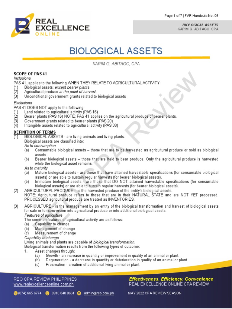 06 Biological Assets Revised Pdf Fair Value Cost
