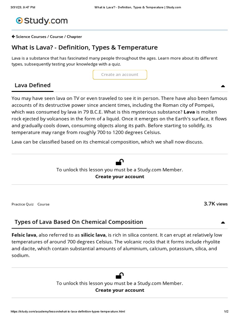 What Is Lava - Definition, Types & Temperature | PDF | Lava | Earth