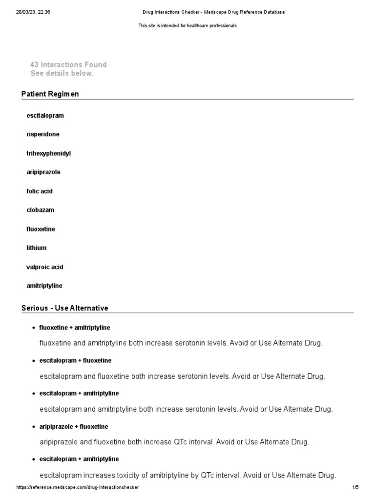 Medscape Drug Interaction Overview | PDF | Antipsychotic | Risperidone