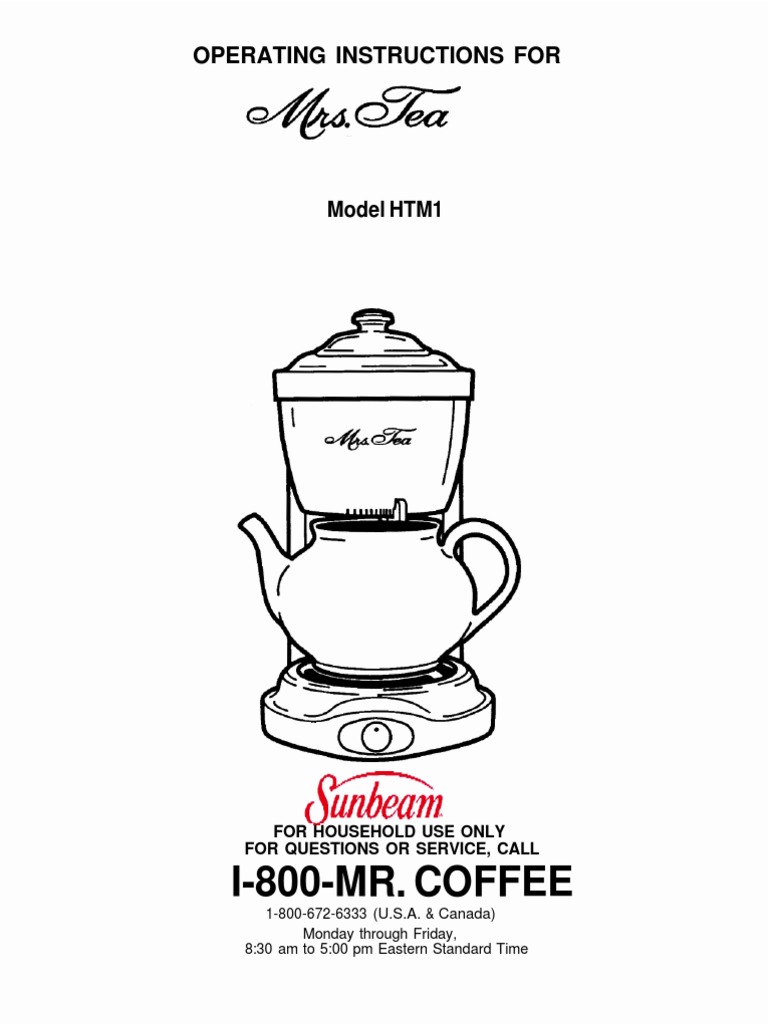 Mrs. Tea Operating Instructions (HTM1) PDF Tea Nature