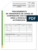 Procedimiento TRANSPORTE DE CARGA DE COMPRESORA CON CAMIÓN GRÚA