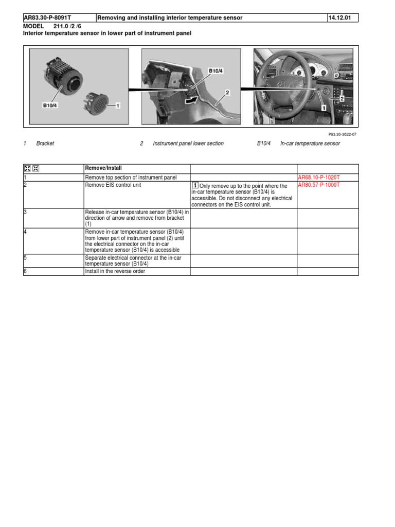 Remove/Install B10/4 Temperature Sensor | PDF | Finance & Money ...