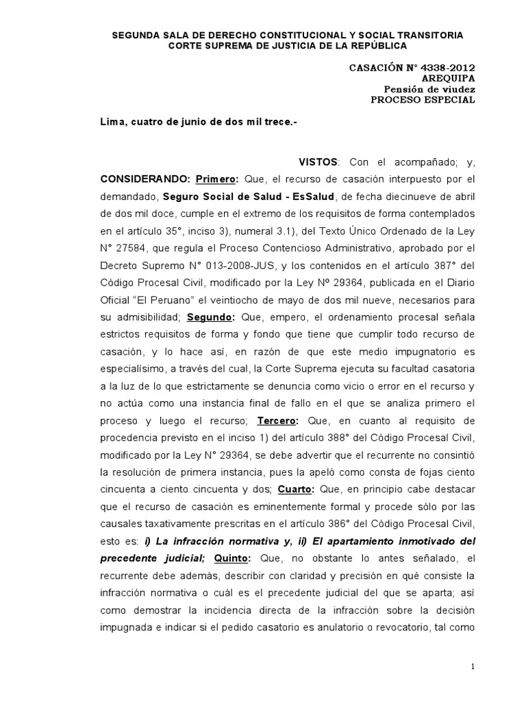 Casación sobre Pensión de Viudez en Perú | PDF | Ley procesal | Ley Pública