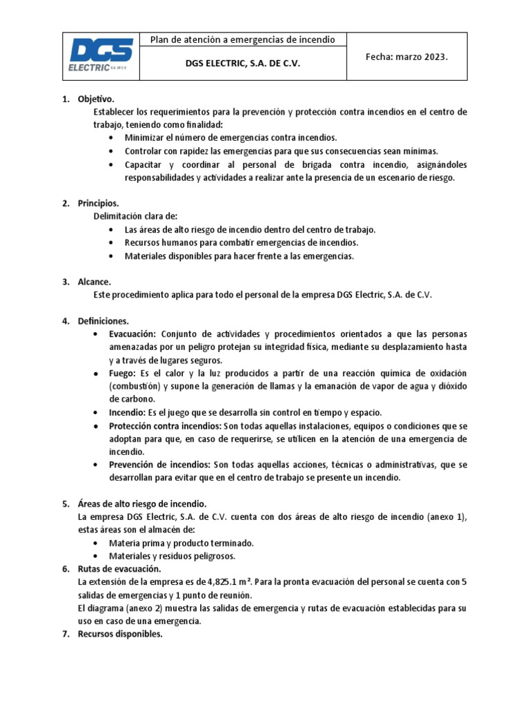 Plan de Emergencia contra Incendios | PDF | Incendios | Protección ...