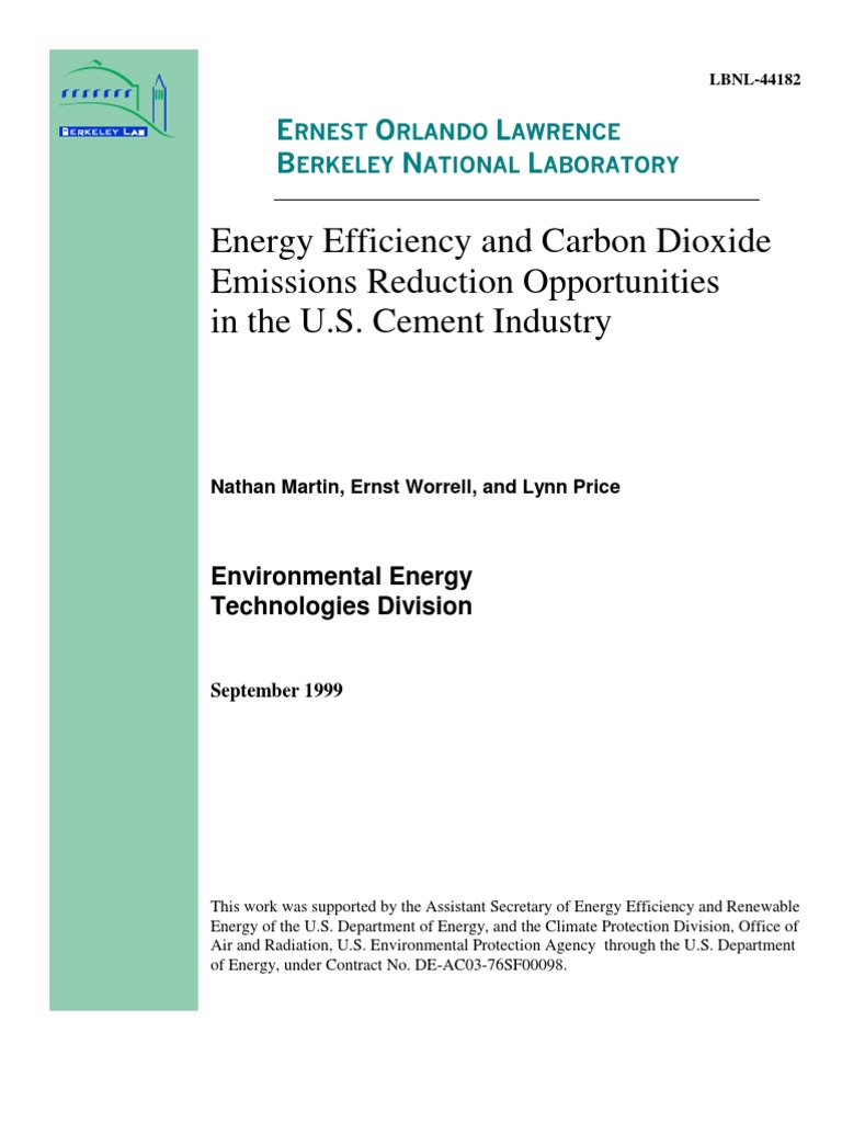 Energy Efficiency and Carbon Dioxide in Cement Industry | PDF