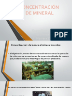 Concentración de mineral a cobre en 3 etapas