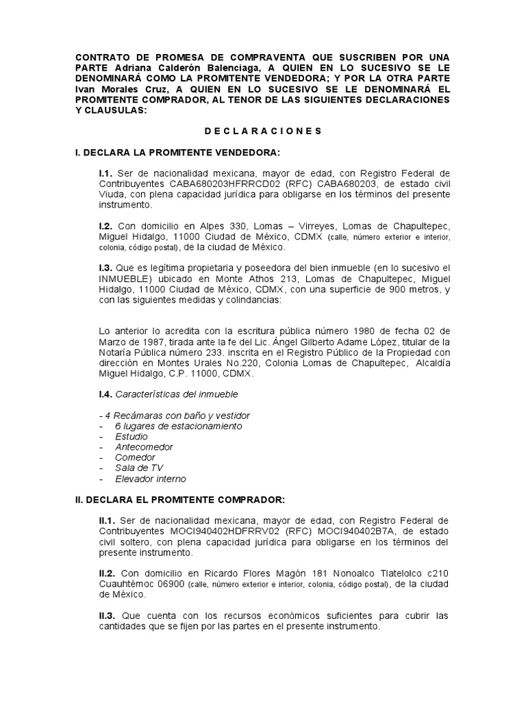 Contrato de Promesa de Compraventa CDMX | PDF | Ley común | Justicia