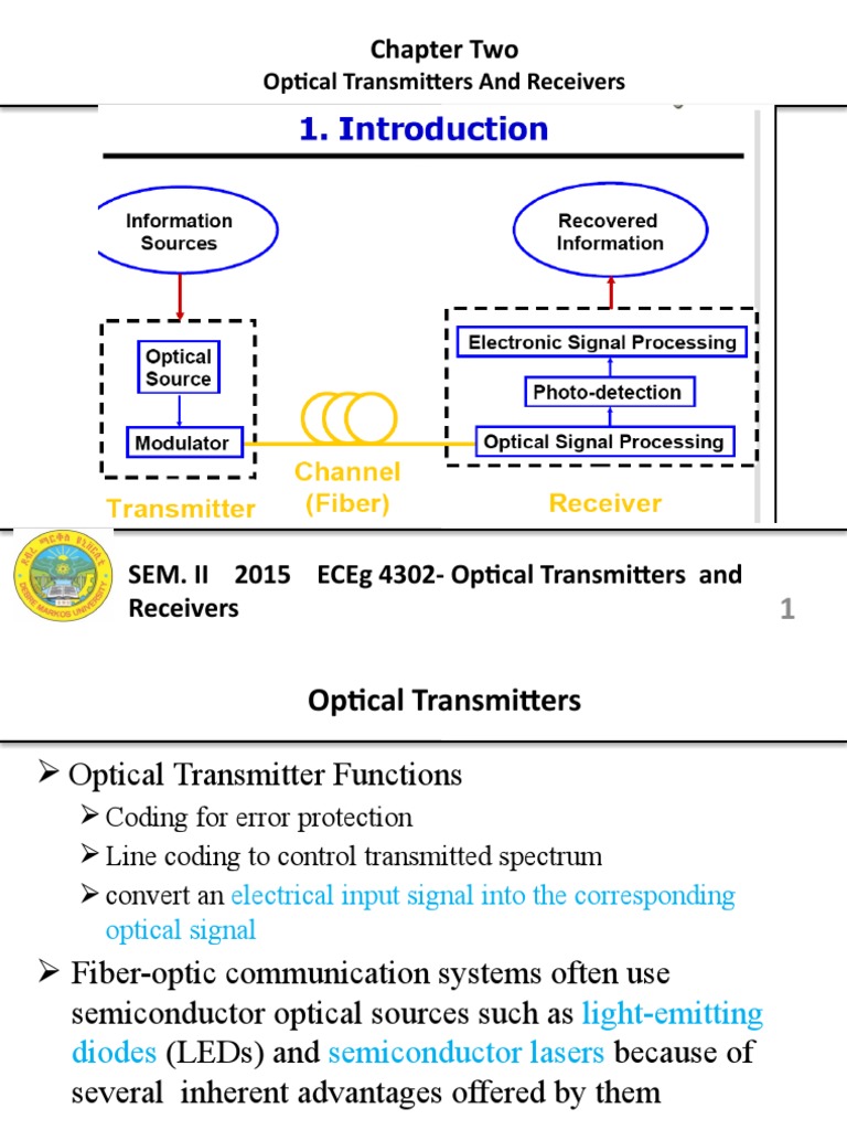 Chapter Two Optical Transmitters and Receivers PDF Laser Optical