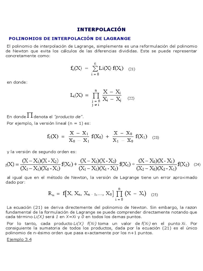 Polinomios de Interpolación de Lagrange | PDF | Ecuaciones | Algoritmos