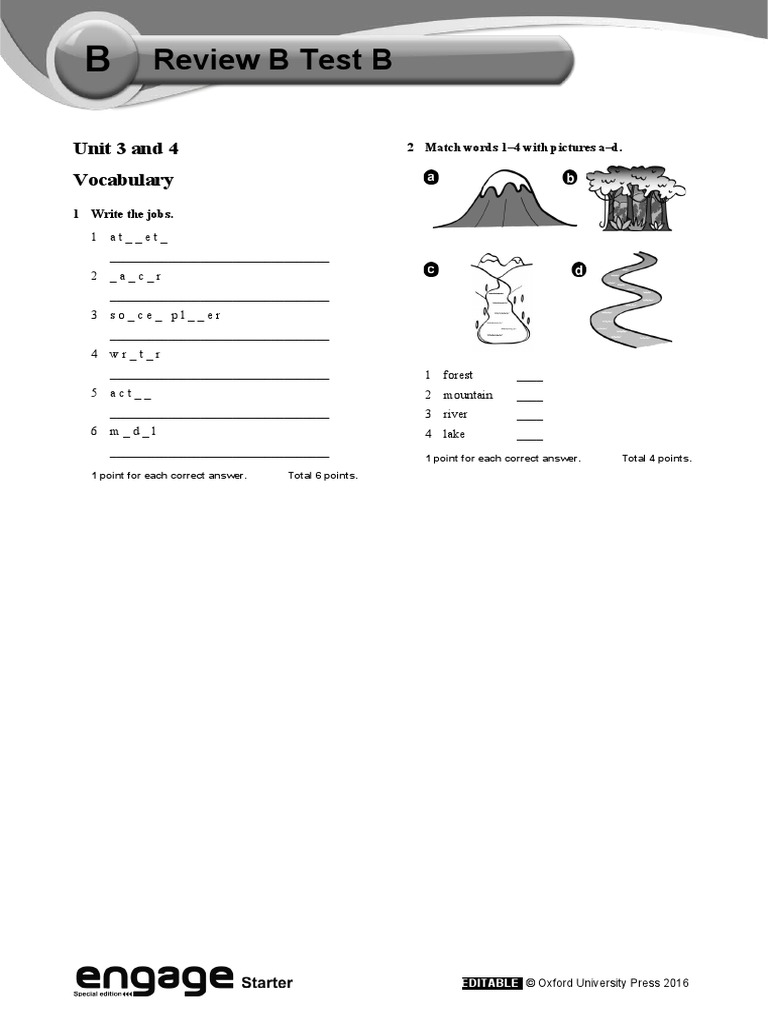 Engage Starter Review B Test B | PDF | Human Communication | Linguistics