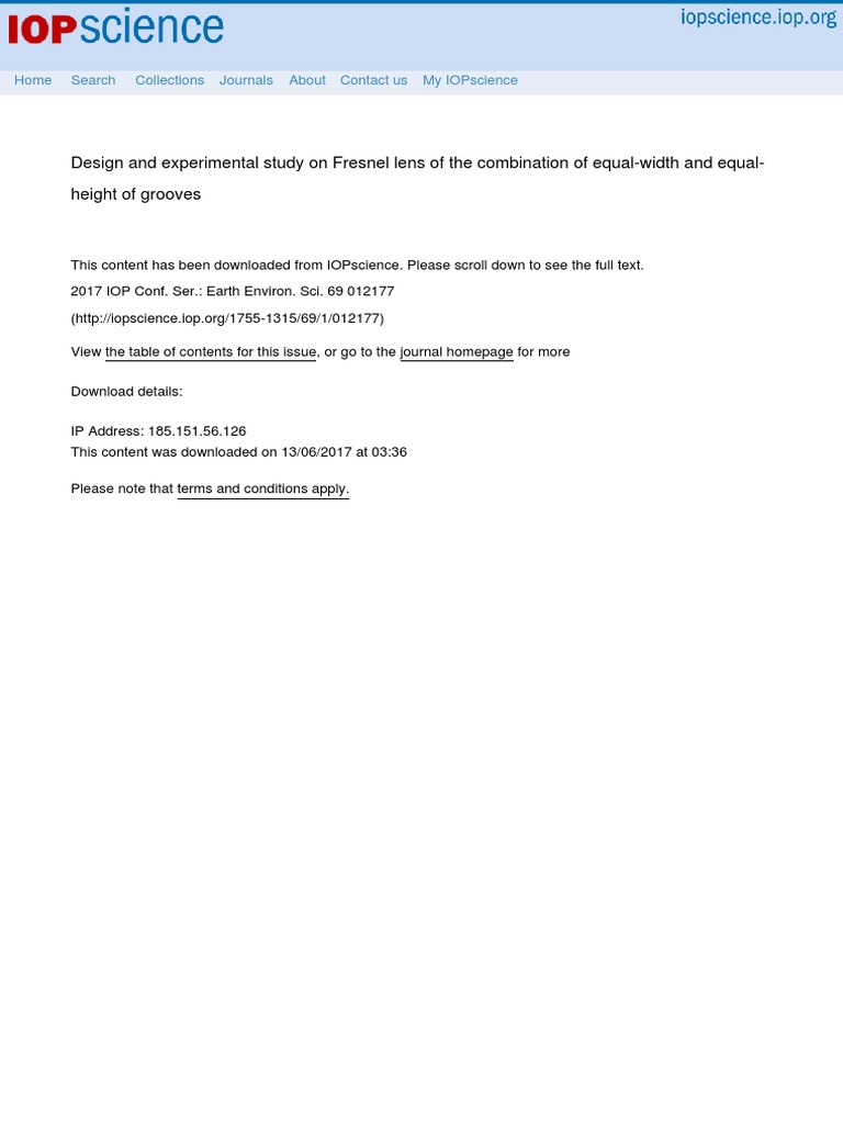 Design And Experimental Study On Fresnel Lens Pdf Optics