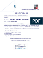 Certificado: Miguel Ángel Pegueroles Vaca