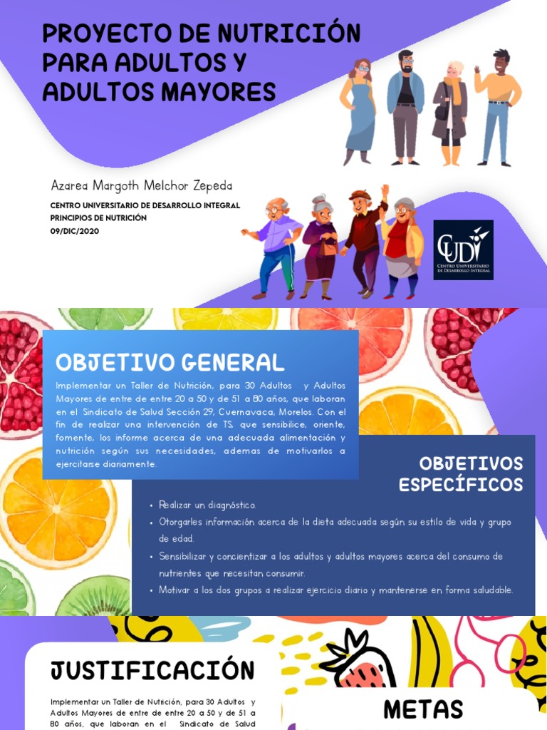 Taller de Nutrición para Adultos Mayores | PDF | Nutrición | Dieta y ...