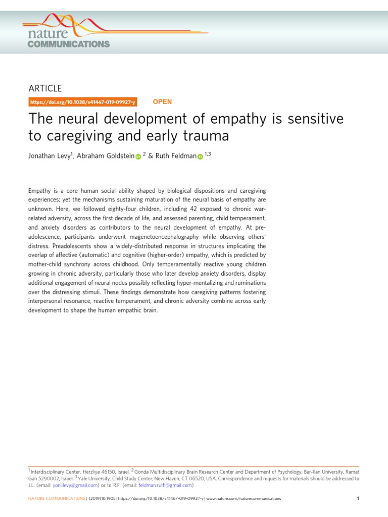 The Neural Development of Empathy Is Sensitive | PDF | Empathy ...