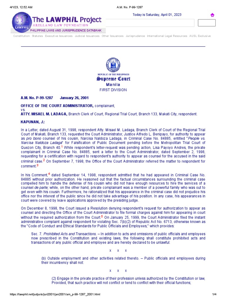 OCA v. Atty. Ladaga | PDF | Practice Of Law | Lawyer
