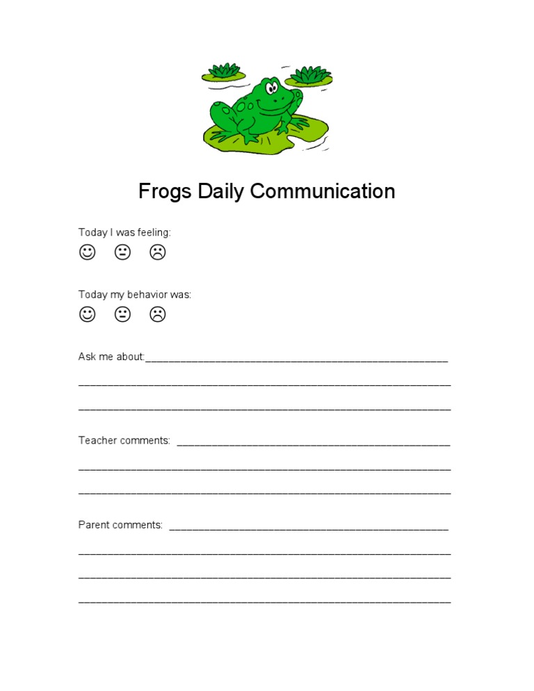 Frogs Daily Communication Log | PDF