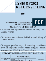Analysis of 2022 Annual Returns Filing: Corporate Planning Department
