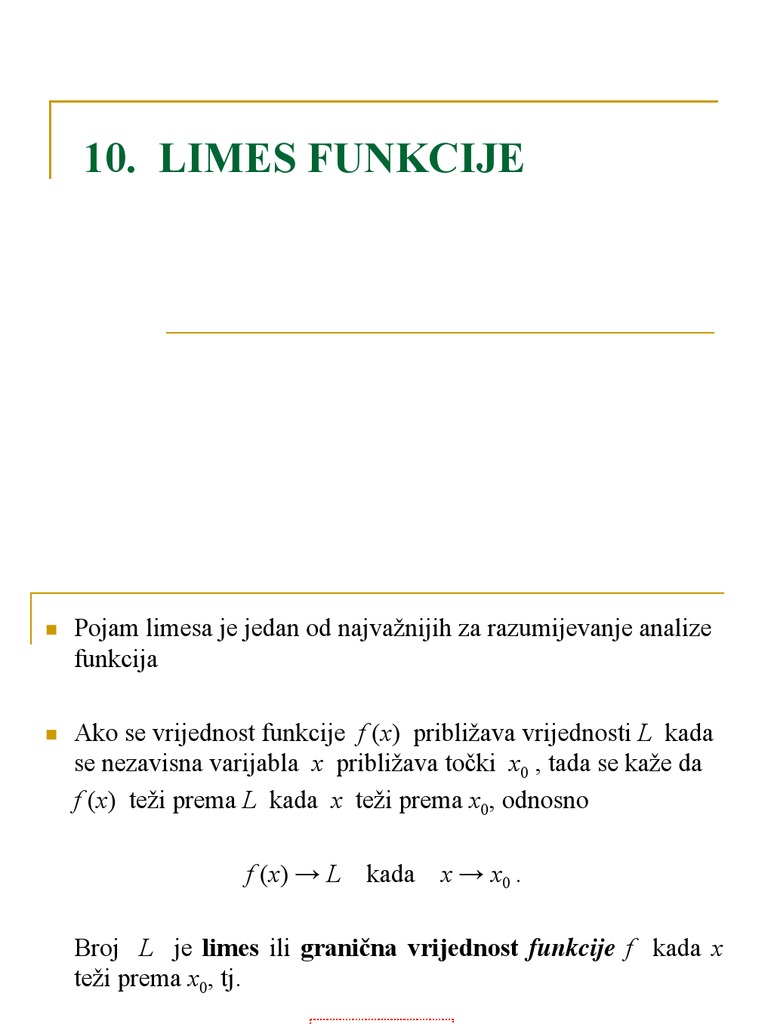10.predavanje Limes Funkcije | PDF